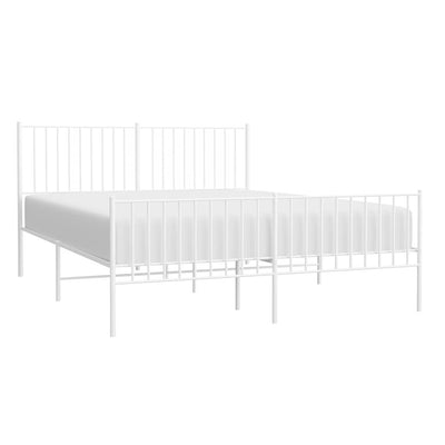 Metal Bed Frame without Mattress with Footboard White 150x200 cm