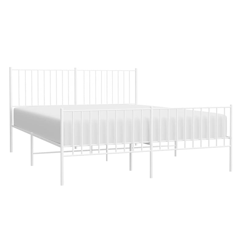 Metal Bed Frame without Mattress with Footboard White 150x200 cm