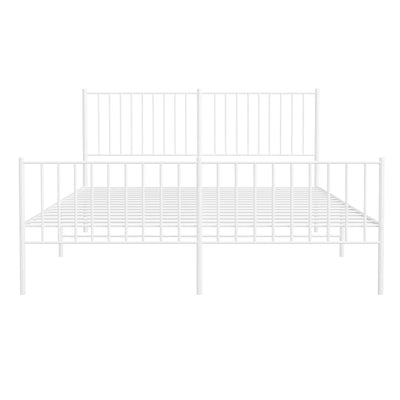 Metal Bed Frame without Mattress with Footboard White 150x200 cm