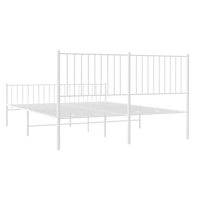 Metal Bed Frame without Mattress with Footboard White 150x200 cm