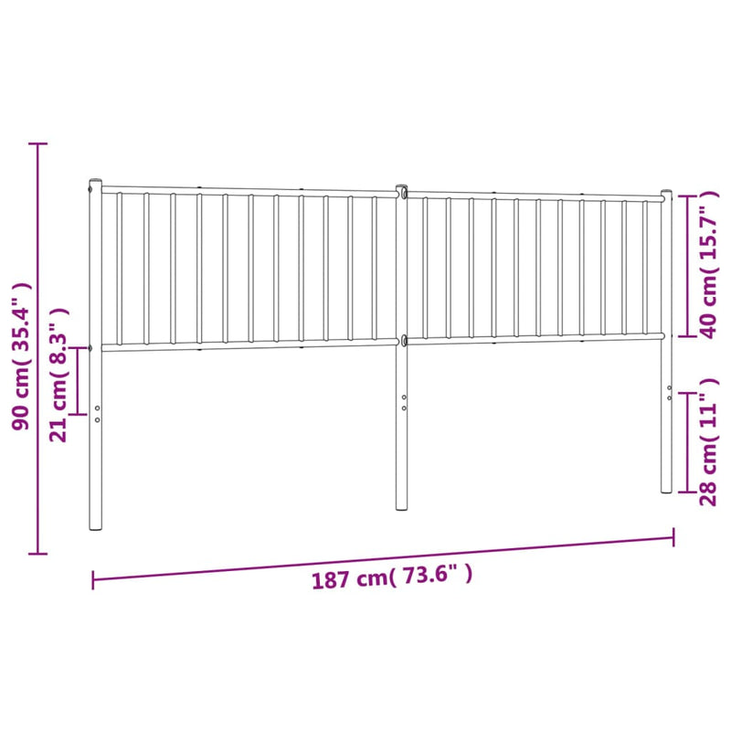 Metal Headboard White 183 cm King