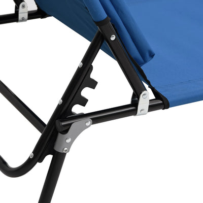 Folding Sun Lounger Blue Oxford Fabric and Powder-coated Steel