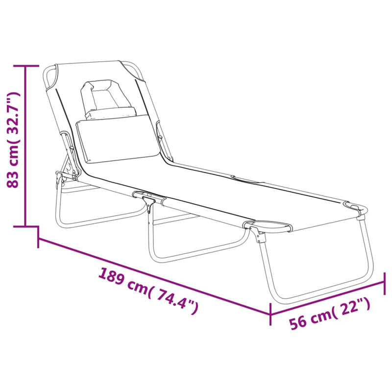 Folding Sun Lounger Blue Oxford Fabric and Powder-coated Steel