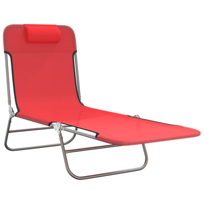 Folding Sun Loungers 2 pcs Red Textilene and Steel