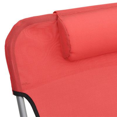 Folding Sun Loungers 2 pcs Red Textilene and Steel