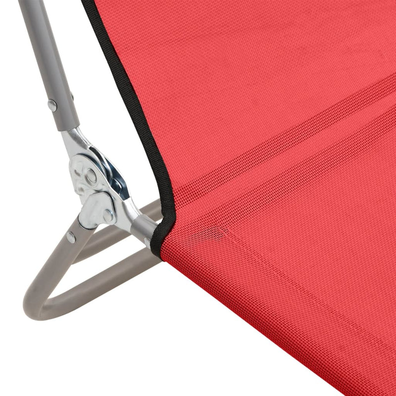 Folding Sun Loungers 2 pcs Red Textilene and Steel