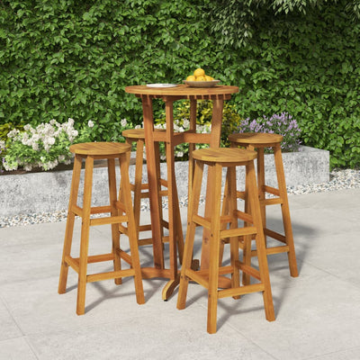 5 Piece Garden Bar Set Solid Wood Acacia