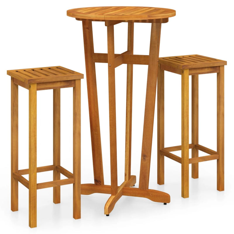 3 Piece Garden Bar Set Solid Wood Acacia