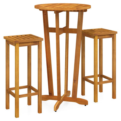 3 Piece Garden Bar Set Solid Wood Acacia