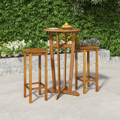 3 Piece Garden Bar Set Solid Wood Acacia