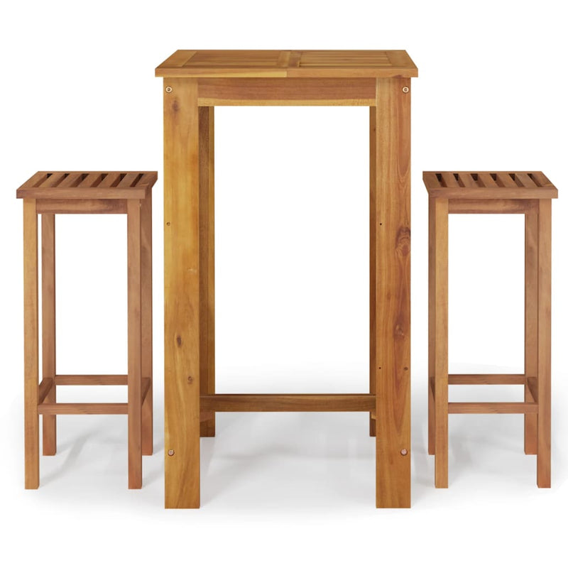 3 Piece Garden Bar Set Solid Wood Acacia