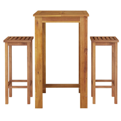 3 Piece Garden Bar Set Solid Wood Acacia