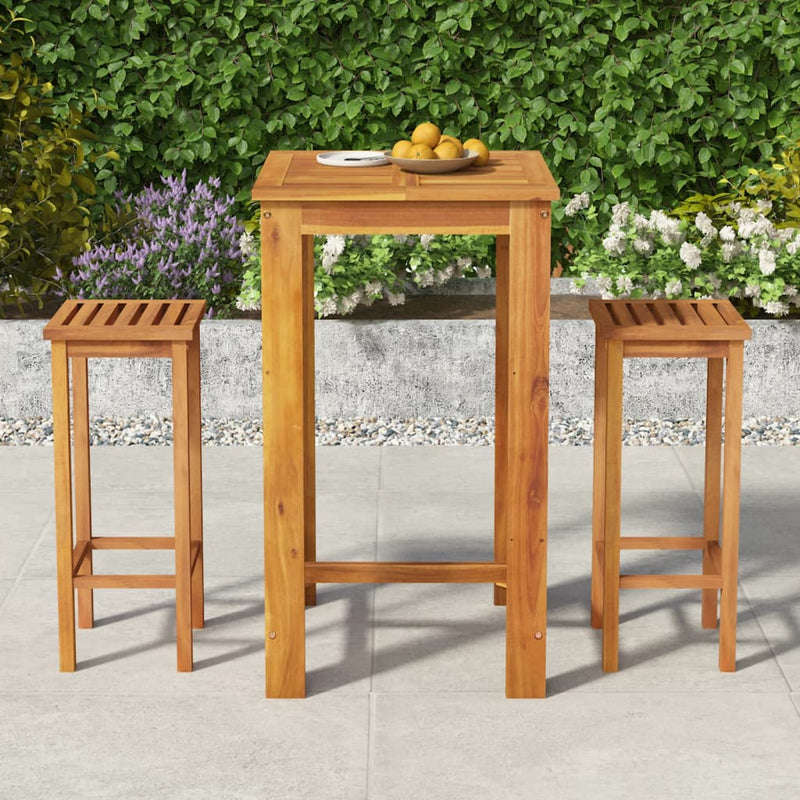 3 Piece Garden Bar Set Solid Wood Acacia