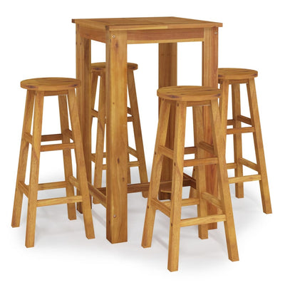 5 Piece Garden Bar Set Solid Wood Acacia