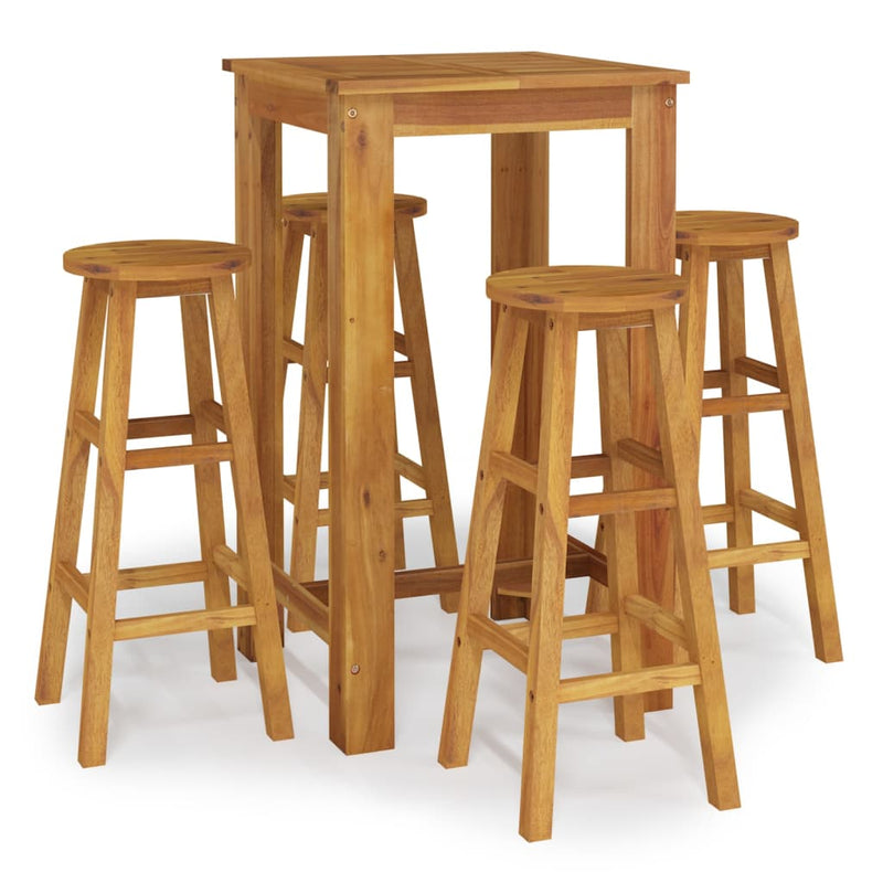 5 Piece Garden Bar Set Solid Wood Acacia