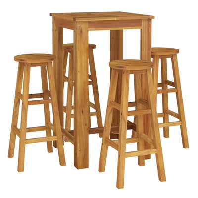 5 Piece Garden Bar Set Solid Wood Acacia