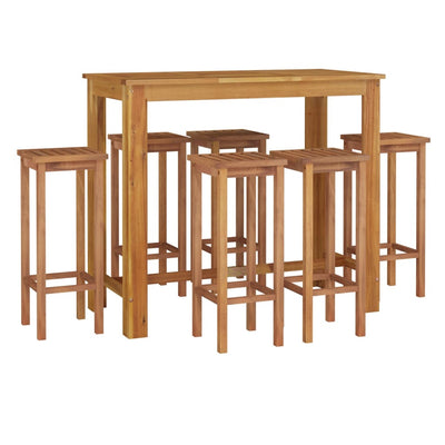 7 Piece Garden Bar Set Solid Wood Acacia