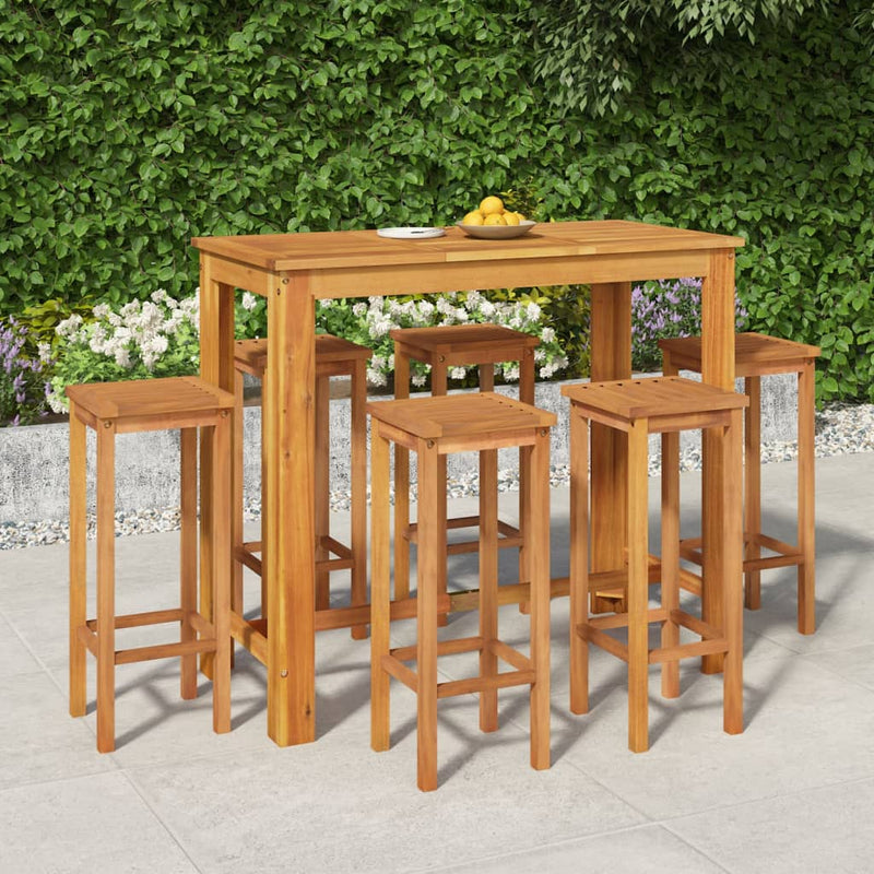 7 Piece Garden Bar Set Solid Wood Acacia