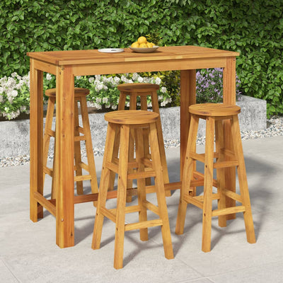 5 Piece Garden Bar Set Solid Wood Acacia