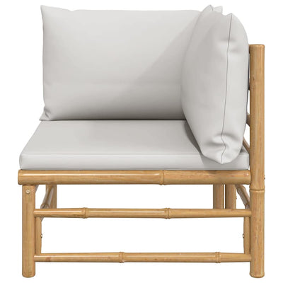 Garden Corner Sofa with Light Grey Cushions Bamboo