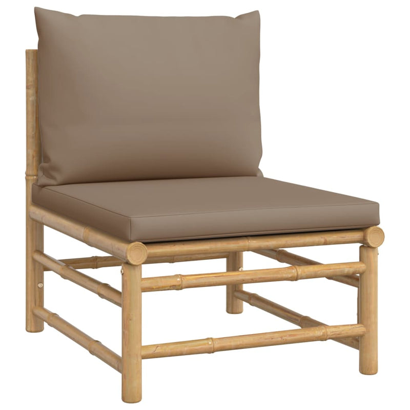 3 Piece Garden Lounge Set with Taupe Cushions Bamboo