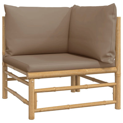 Garden Corner Sofa with Taupe Cushions Bamboo