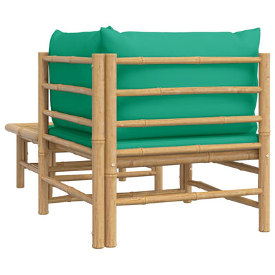 2 Piece Garden Lounge Set with Green Cushions Bamboo