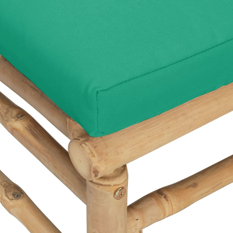 Garden Footstool with Green Cushion Bamboo