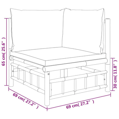 2 Piece Garden Lounge Set with Dark Grey Cushions Bamboo