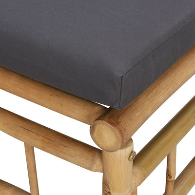 Garden Footstool with Dark Grey Cushion Bamboo