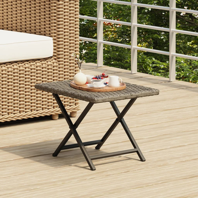 Folding Table Grey 45x35x32 cm Poly Rattan