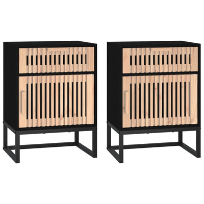 Bedside Cabinets 2 pcs Black 40x30x55.5 cm Engineered Wood&Iron