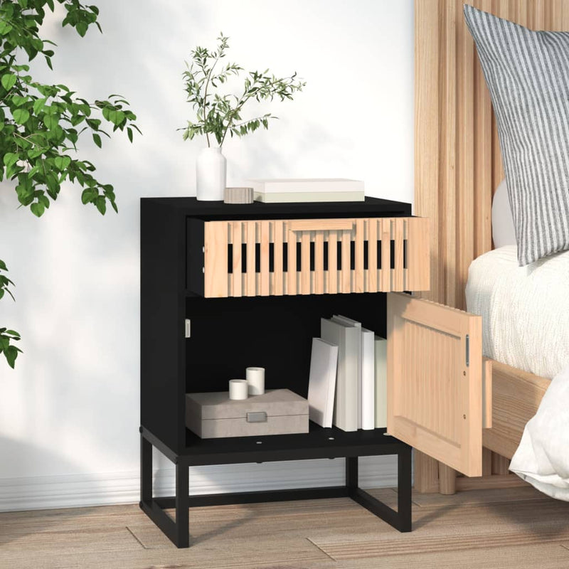 Bedside Cabinets 2 pcs Black 40x30x55.5 cm Engineered Wood&Iron