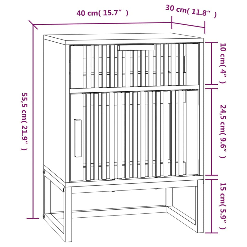 Bedside Cabinets 2 pcs Black 40x30x55.5 cm Engineered Wood&Iron