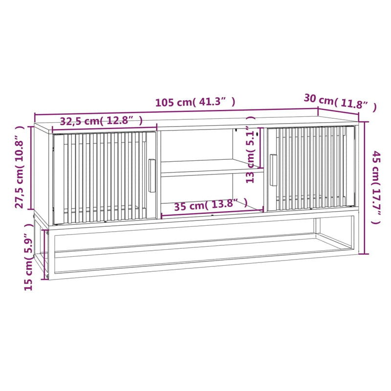 TV Cabinet 105x30x45 cm Engineered Wood and Iron