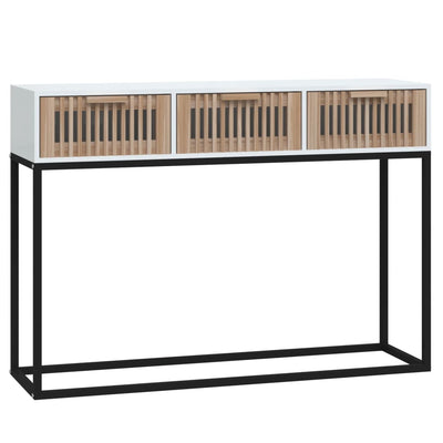 Console Table White 105x30x75 cm Engineered Wood and Iron