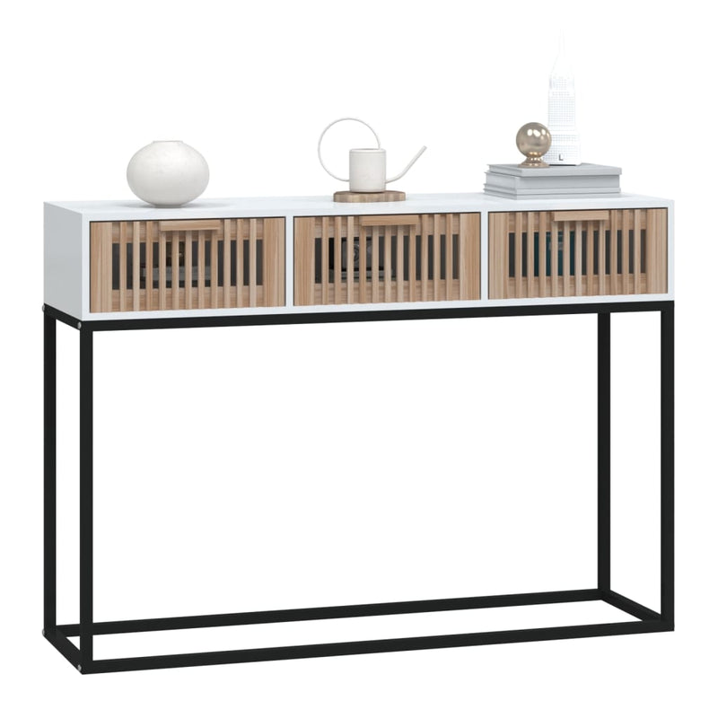 Console Table White 105x30x75 cm Engineered Wood and Iron