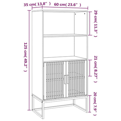 Highboard White 60x35x125 cm Engineered Wood