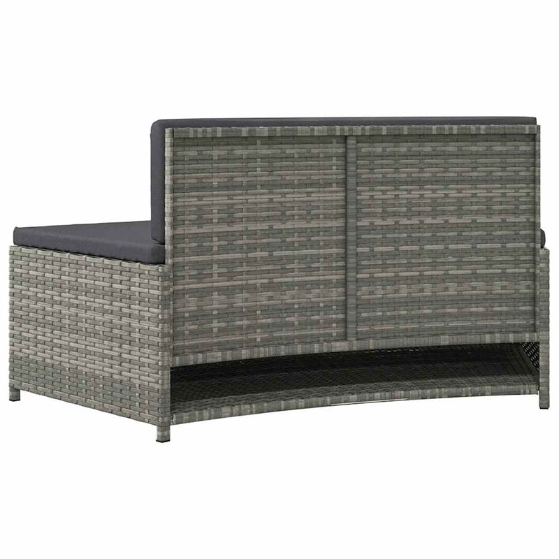 Spa Benches with Cushions 2 pcs Grey Poly Rattan