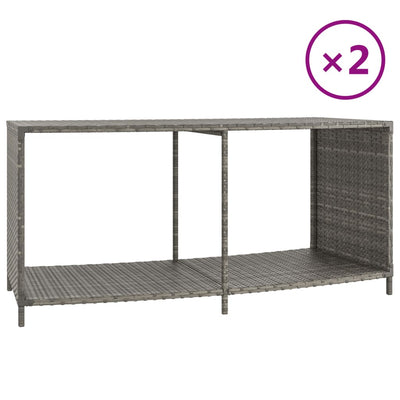 Storage Shelves 2 pcs Grey Poly Rattan