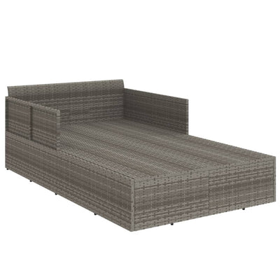 Sunbed with Cushions Grey 182x118x63 cm Poly Rattan