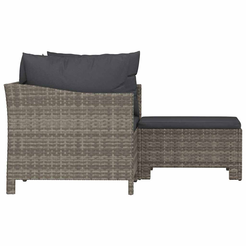 3 Piece Garden Lounge Set with Cushions Grey Poly Rattan