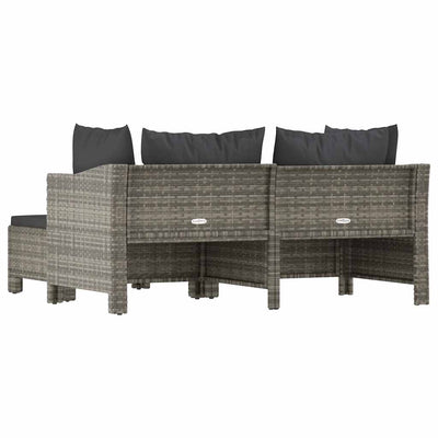 3 Piece Garden Lounge Set with Cushions Grey Poly Rattan