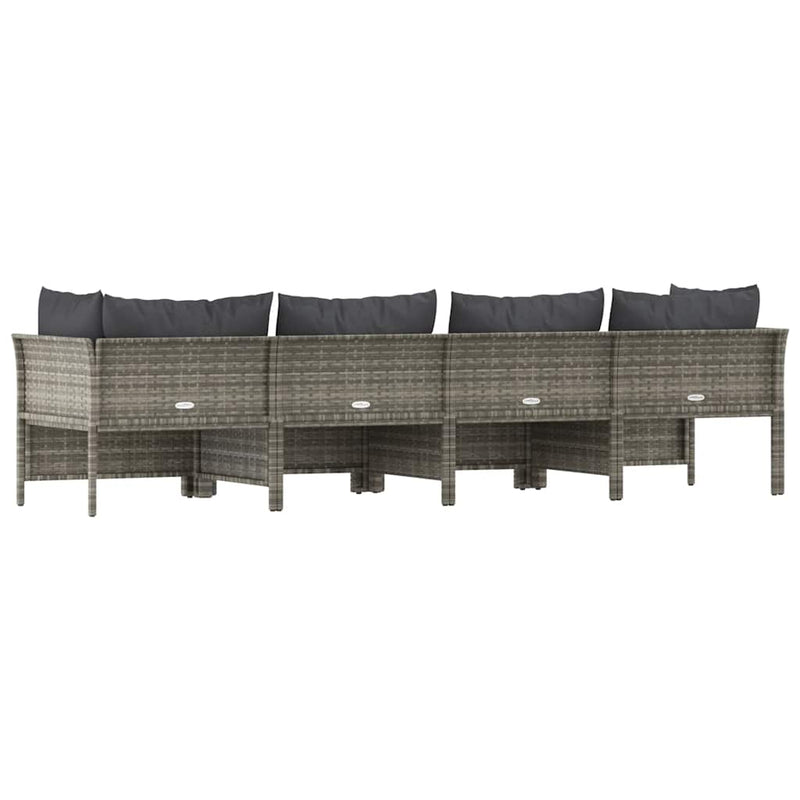 4 Piece Garden Lounge Set with Cushions Grey Poly Rattan