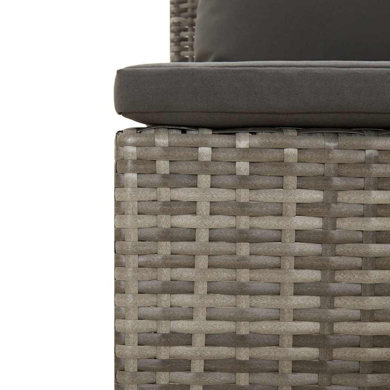 2 Piece Garden Lounge Set with Cushions Grey Poly Rattan