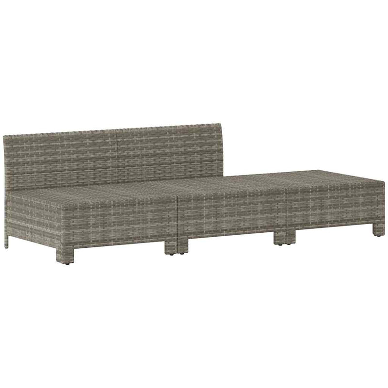 3 Piece Garden Lounge Set with Cushions Grey Poly Rattan