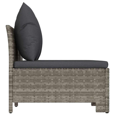 3 Piece Garden Lounge Set with Cushions Grey Poly Rattan