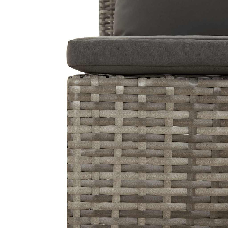 3 Piece Garden Lounge Set with Cushions Grey Poly Rattan