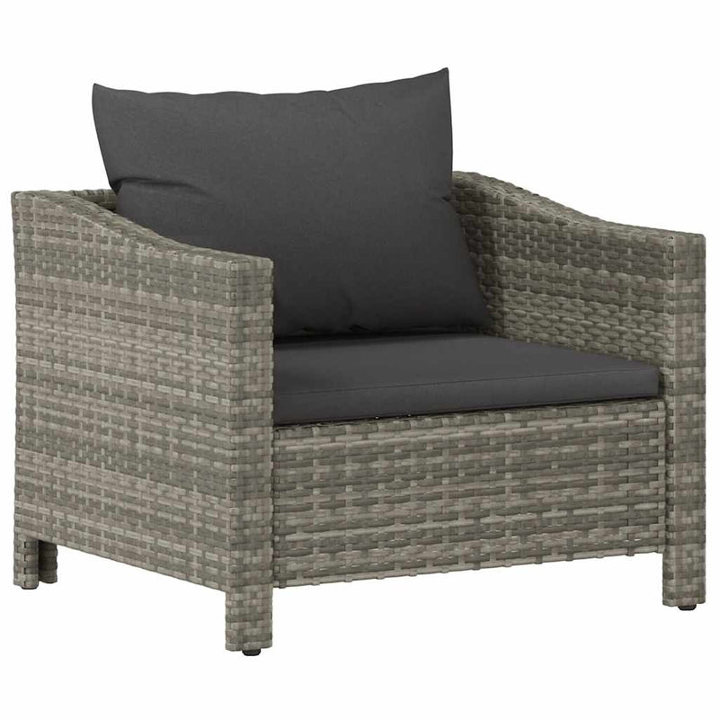 Garden Armchair with Cushion Grey Poly Rattan