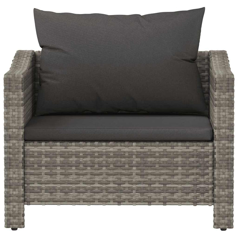 Garden Armchair with Cushion Grey Poly Rattan